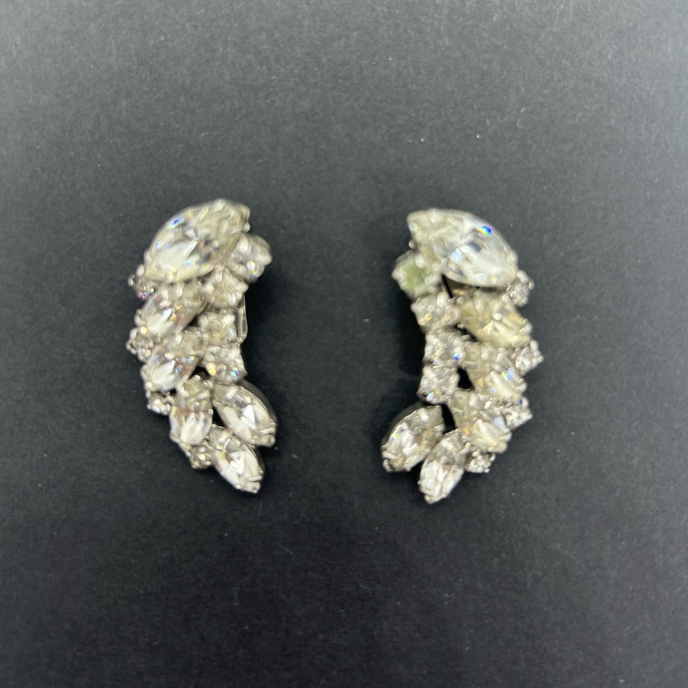 Vintage Clear Crystal Crawler Earrings